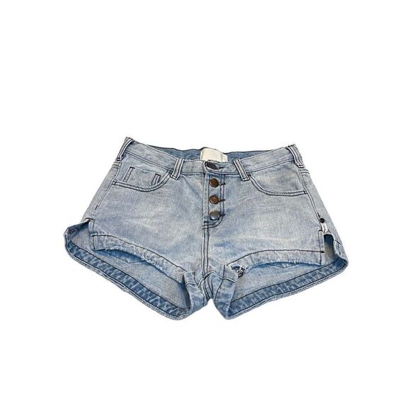 One Teaspoon Button Fly Distressed Denim Shorts Size 25 - Picture 1 of 3